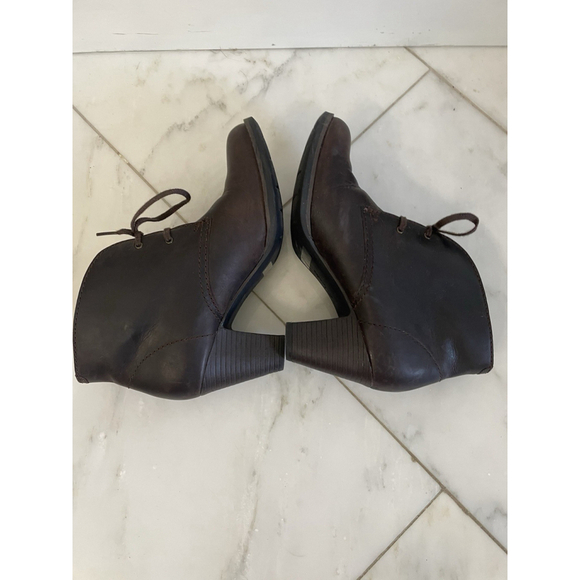 Clarks Carlisle Spice Leather Ankle Boot Heel Lace Up Women 9 M Brown - Picture 7 of 10